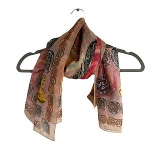 Latin Market Silk Keramik Vase Print Longline Lightweight Summer Beach Scarf